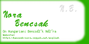 nora bencsak business card